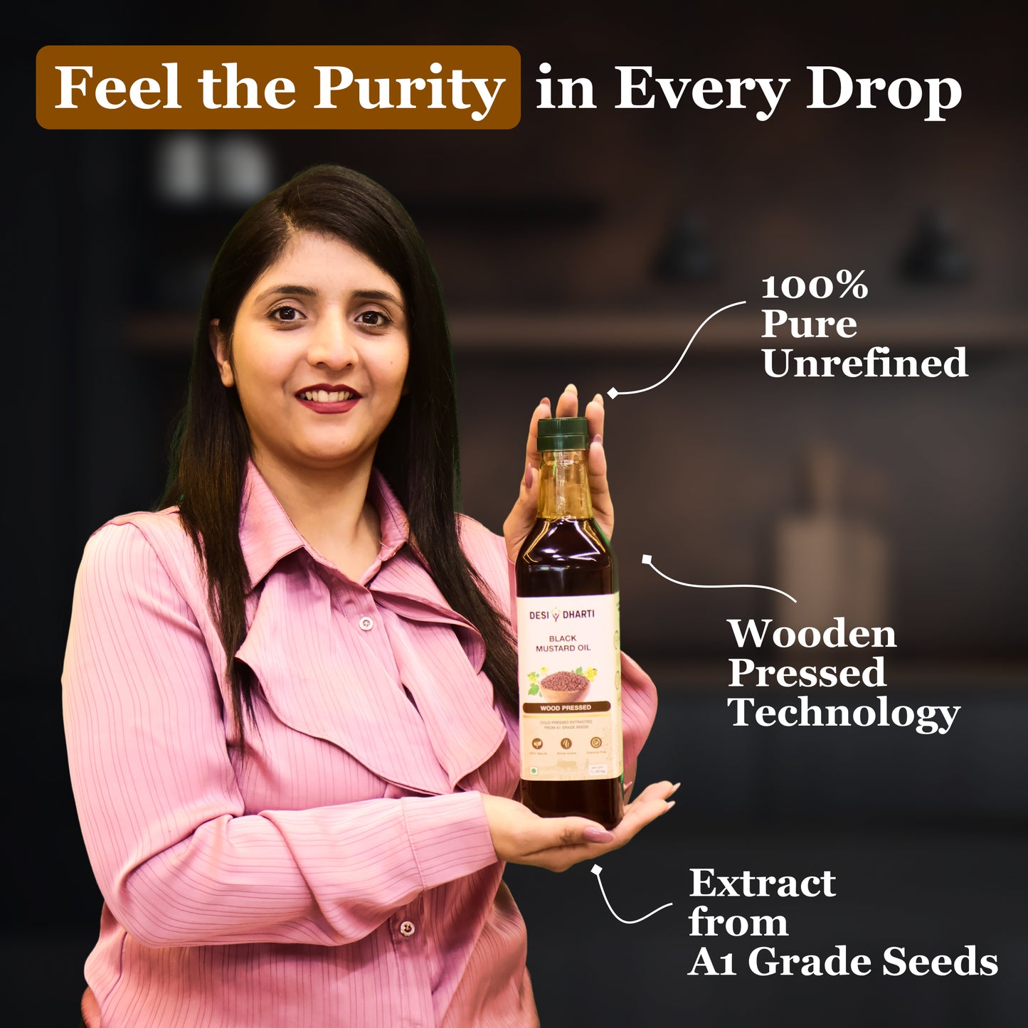 Wood Cold Pressed Black Mustard & Groundnut (Peanut) Oil, 1L Each