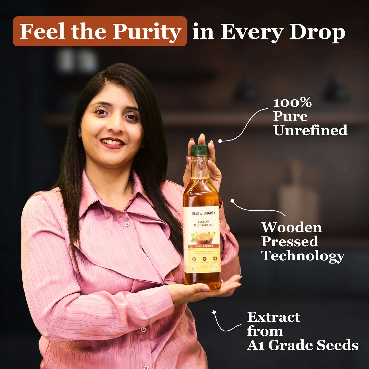 Wood Cold Pressed Yellow & Black Mustard Oil, 1L Each
