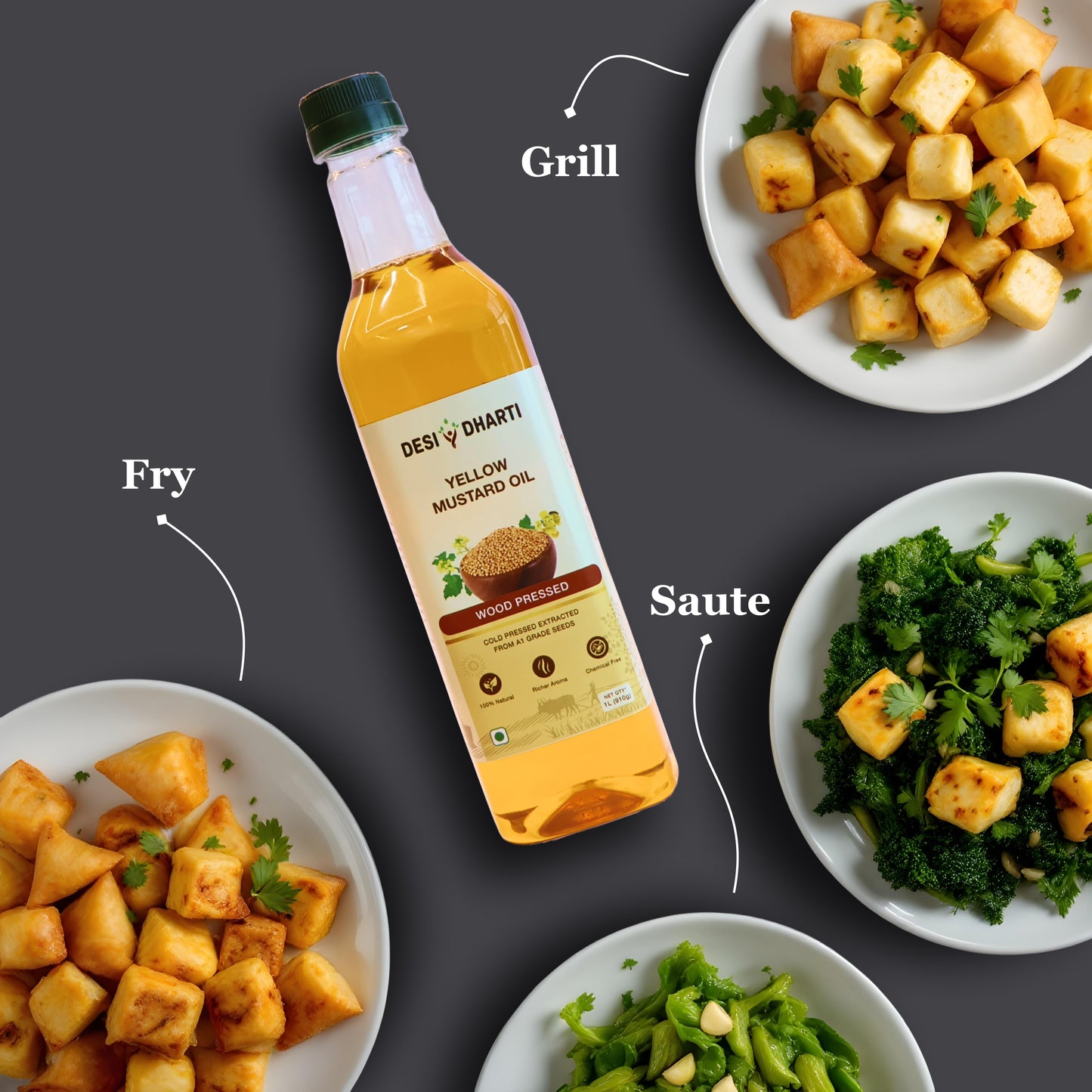 Wood Cold Pressed Yellow & Black Mustard Oil, 1L Each