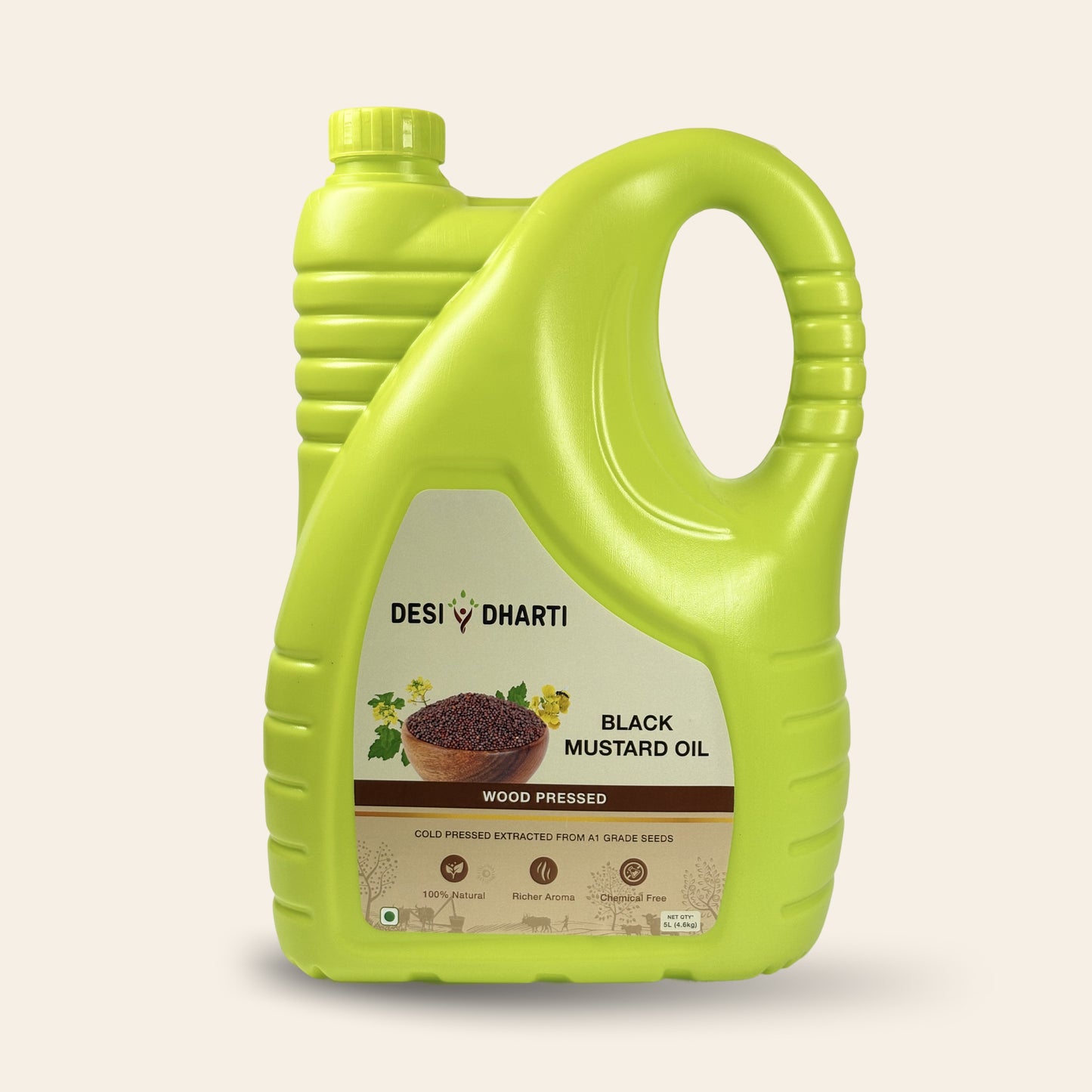 Wood Cold Pressed Black Mustard Oil (5 Ltr)