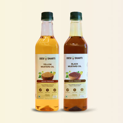 Wood Cold Pressed Yellow & Black Mustard Oil, 1L Each