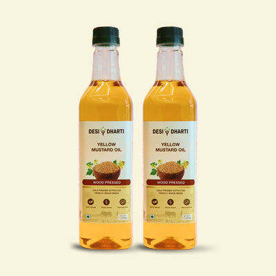 Desi Dharti Wood Cold Pressed Yellow Mustard Oil - 2 Ltr