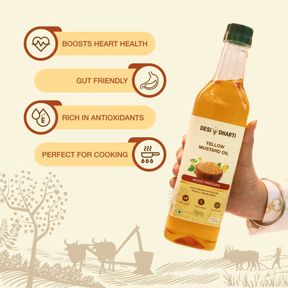 Wood Cold Pressed Groundnut (Peanut) & Yellow Mustard Oil, 1L Each