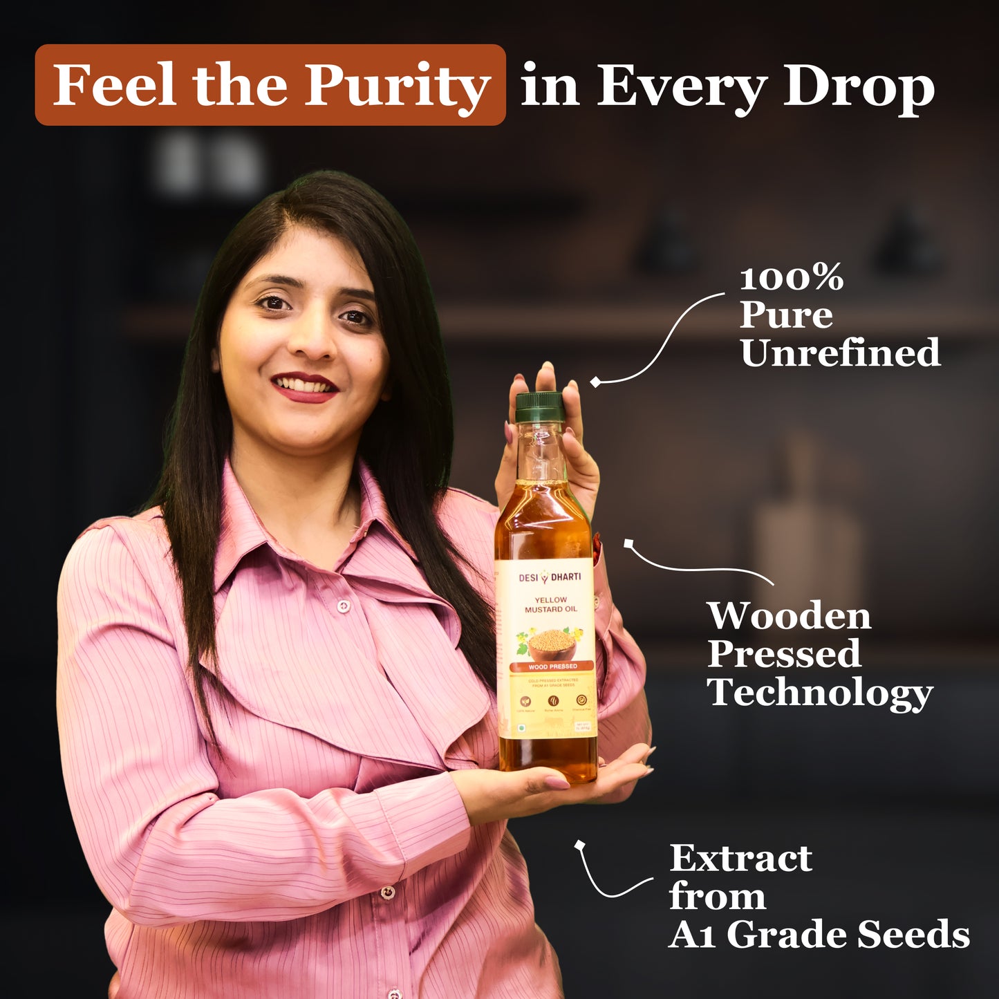 Desi Dharti Wood Cold Pressed Yellow Mustard Oil